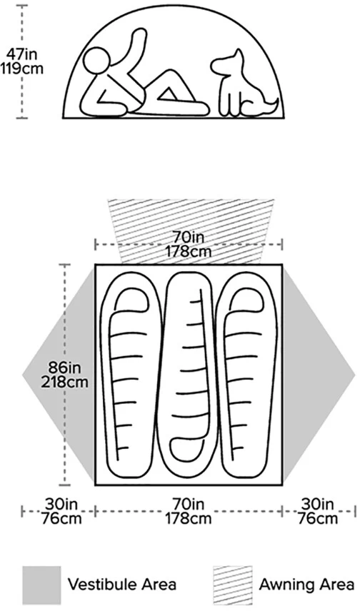 Big Agnes Salt Creek SL3 Tenda, Grigio/arancione 9 Big Agnes Salt Creek SL3 Tenda, Grigio/arancione - immagine 9