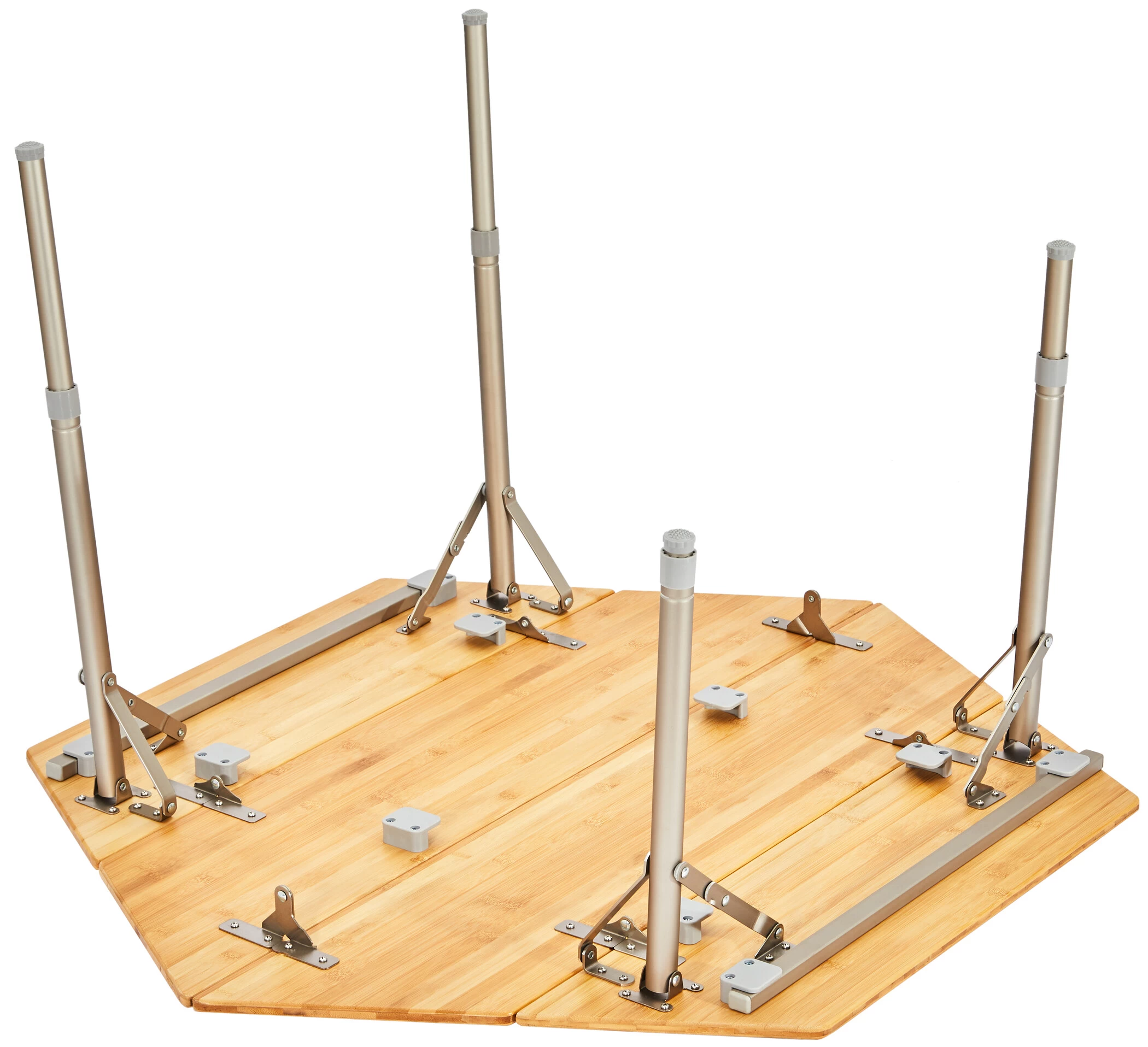 CAMPZ Hexa Tavolo Pieghevole In Bambù 100x86x40/60cm, Marrone 4 CAMPZ Hexa Tavolo Pieghevole In Bambù 100x86x40/60cm, Marrone - immagine 4