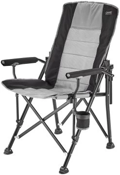 CAMPZ Reclining Sedia Pieghevole, Grigio/nero