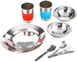 CAMPZ Set Da Tavola In Acciaio Inox 2 Persone, Argento