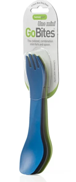 Humangear GoBites UNO Mini Posate 3 Pezzi, Blu/grigio